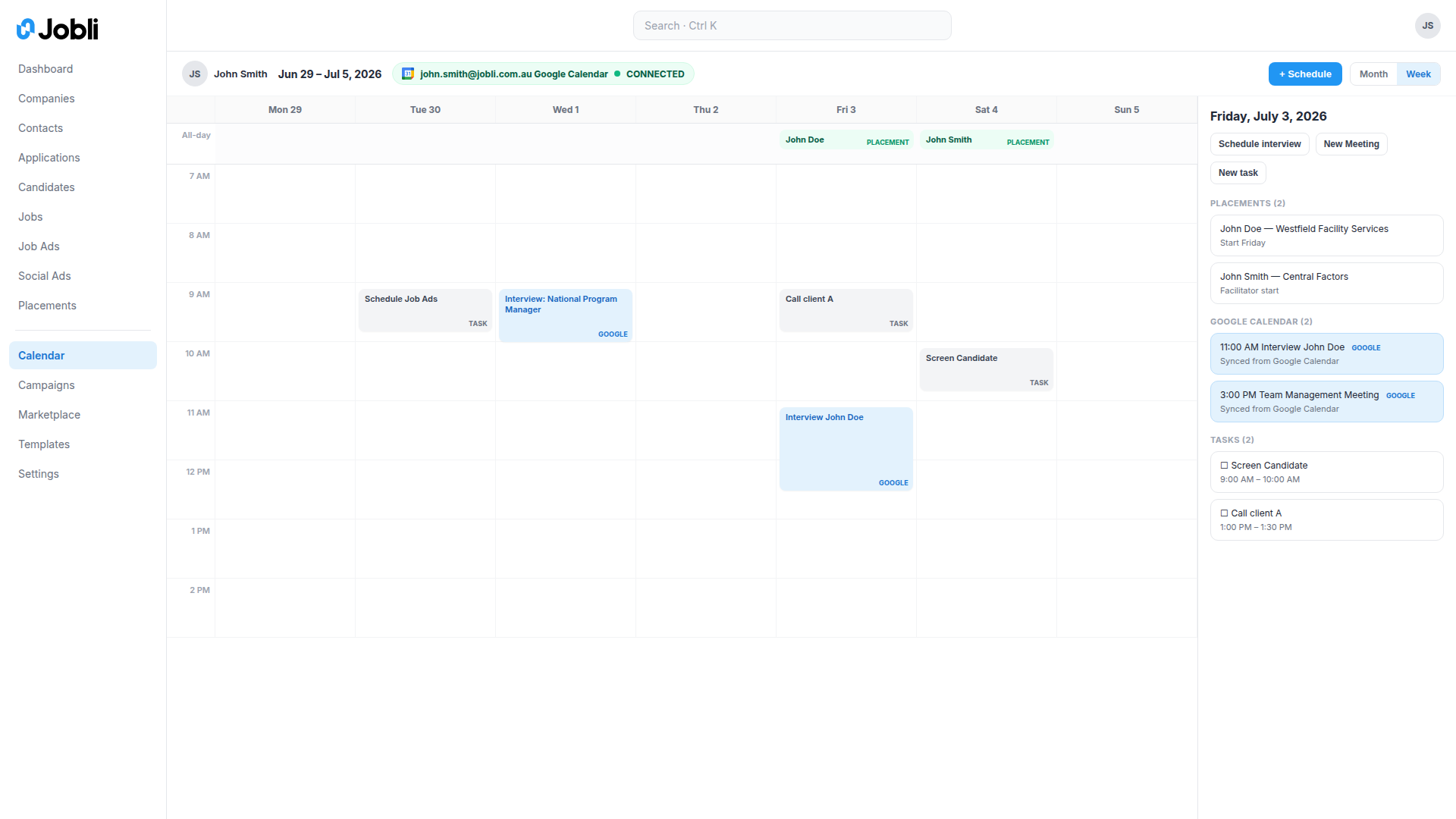 Google Calendar screenshot 1
